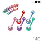 【14G】メタリックカラージュエルバナナバーベルボディピアス・へそピアス