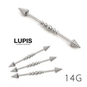 【14G】センターボールインダストリアルコーンロングバーベルボディピアス