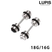 【18G・16G】ダンベルストーンストレートバーベルボディピアス