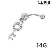 【14G】ハートキーバナナバーベルボディピアス・へそピアス