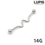 【14G】ウェーブインダストリアルロングバーベルボディピアス