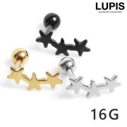 【16G】トリプルスターストレートバーベルボディピアス
