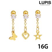 【16G】ショートチェーンモチーフストレートバーベルボディピアス