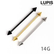 【14G】コーンヘッドインダストリアルロングバーベルボディピアス