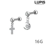 【16G】クロス×ムーンストレートバーベルボディピアス