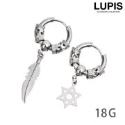【18G】フェザー×ヘキサグラムリングボディピアス