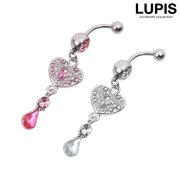 【14G】ハートティアドロップ＆ジュエルバナナバーベルボディピアス・へそピアス