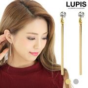 ラインストーン×ロングバーイヤリング