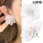 クリアビーズフラワーピアス