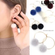 ファーボールフープピアス