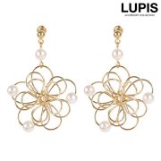 ワイヤーフラワーパールピアス