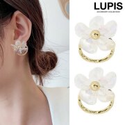 クリアフラワー×オーバルバックキャッチピアス