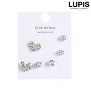 ハート×キュービックジルコニアピアスセット