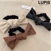 レザー調リボンヘアゴム