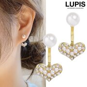 パール×ハートバックキャッチピアス