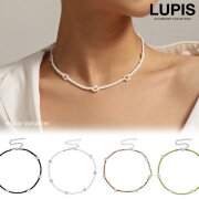 フラワービーズチョーカーネックレス