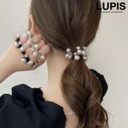 パール×ストーン編み込みヘアゴム