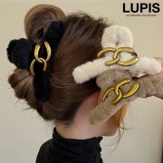 アンティーク調メタルチェーン×ファーバンスクリップ