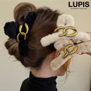 アンティーク調メタルチェーン×ファーバンスクリップ