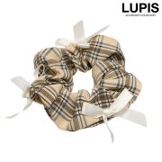 リボン×チェック柄シュシュ