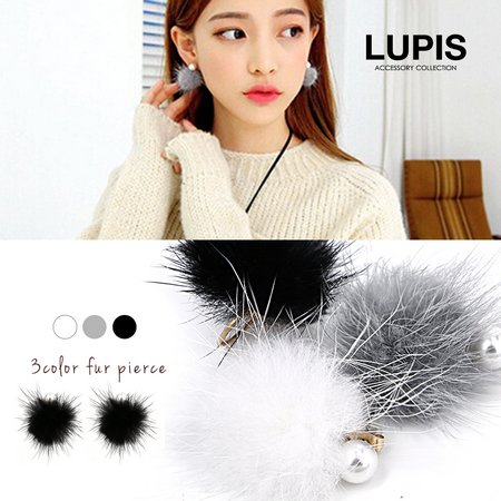 パールファー2wayバックキャッチピアス