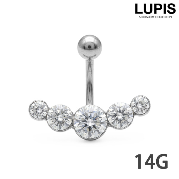 【14G】クリアビジューバナナバーベルボディピアス・へそピアス