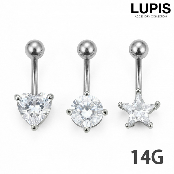 【14G】モチーフストーンバナナバーベルボディピアス・へそピアス