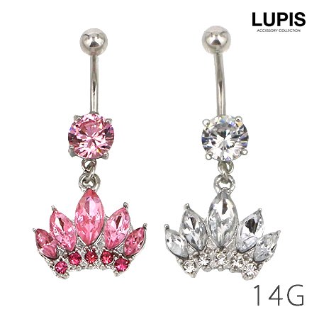 【14G】ウイングクラウンバナナバーベルボディピアス・へそピアス