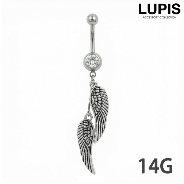 【14G】ツインウイングバナナバーベルボディピアス・へそピアス