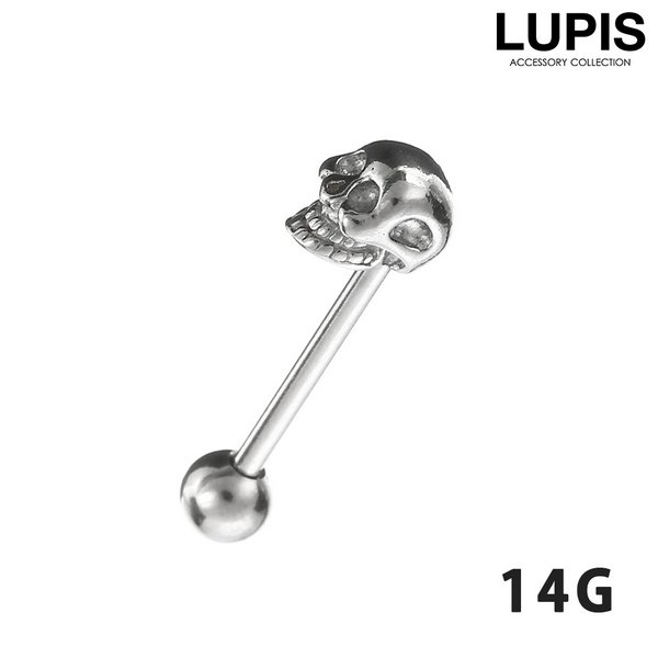 【14G】スカルヘッドストレートバーベルボディピアス