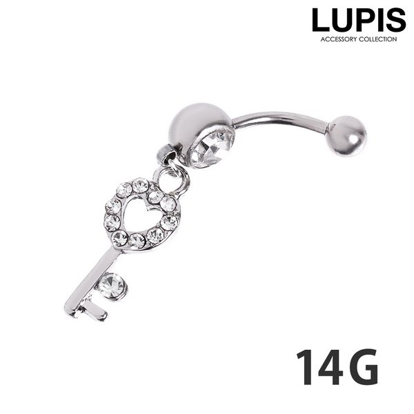 【14G】ハートキーバナナバーベルボディピアス・へそピアス