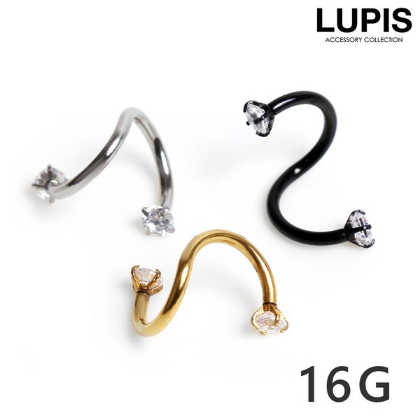 16G】ジュエルスパイラルバーベルボディピアス/スパイラルバーベル/200