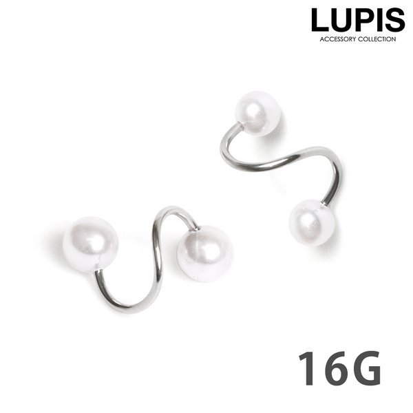 【16G】パールスパイラルバーベルボディピアス