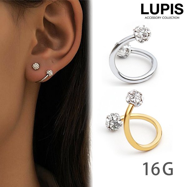 【16G】パヴェボールスパイラルバーベルボディピアス