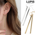 スクエアバーロングフックピアス