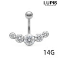 【14G】クリアビジューバナナバーベルボディピアス・へそピアス
