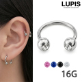 【16G】ダブルジュエルサーキュラーバーベルボディピアス