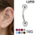 【16G】ダブルジュエルバナナバーベルボディピアス・へそピアス