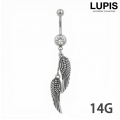 【14G】ツインウイングバナナバーベルボディピアス・へそピアス