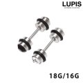 【18G・16G】ダンベルストーンストレートバーベルボディピアス