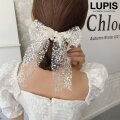 刺繍レースリボンパールヘアゴム