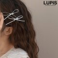 レザー調細リボンヘアクリップ
