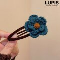 毛糸編みフラワーベロア調ぱっちんヘアピン