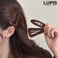 レオパード柄ベロア調ぱっちんヘアピン