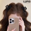 レザー調リボンミニヘアクリップ