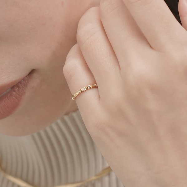 【金属アレルギー対応 316L】スタッズステンレスピンキーリング