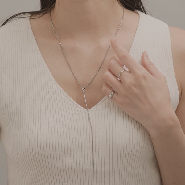 【金属アレルギー対応 316L】スネークチェーンラリエットステンレスネックレス