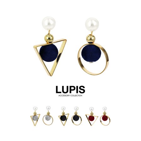 サークル×トライアングルベロアボールピアス