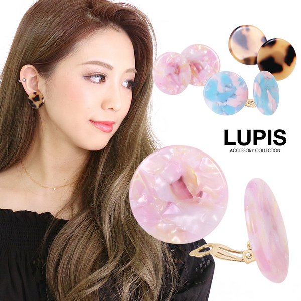 マーブルサークルプレートイヤリング