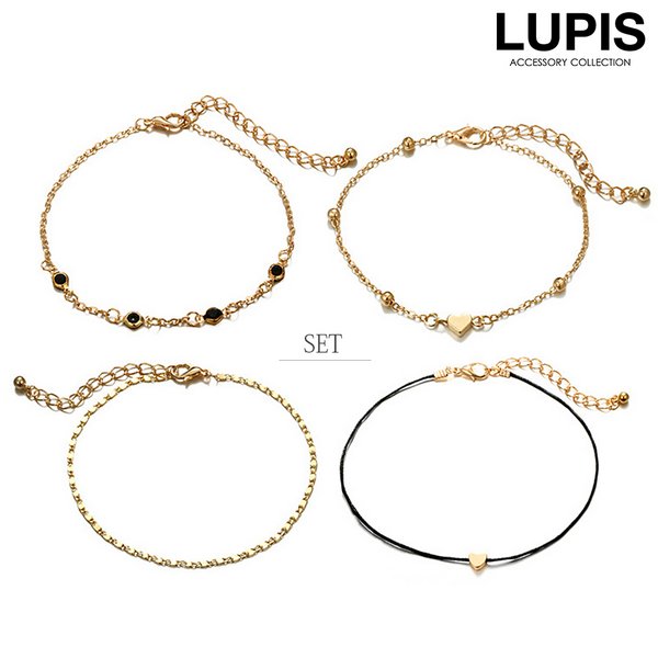 ゴールドハートポイントアンクレットセット